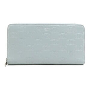 Celine Triomphe Leather Long Zip Around Wallet Blue